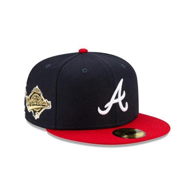 Blue Atlanta Braves Hat - New Era MLB State Flower 59FIFTY Fitted Caps USA3489156